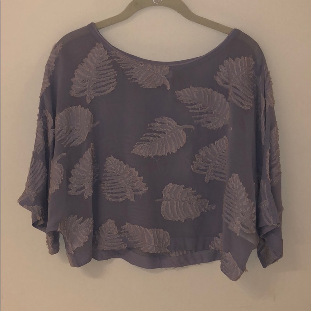 Purple See-Through Feathered Top